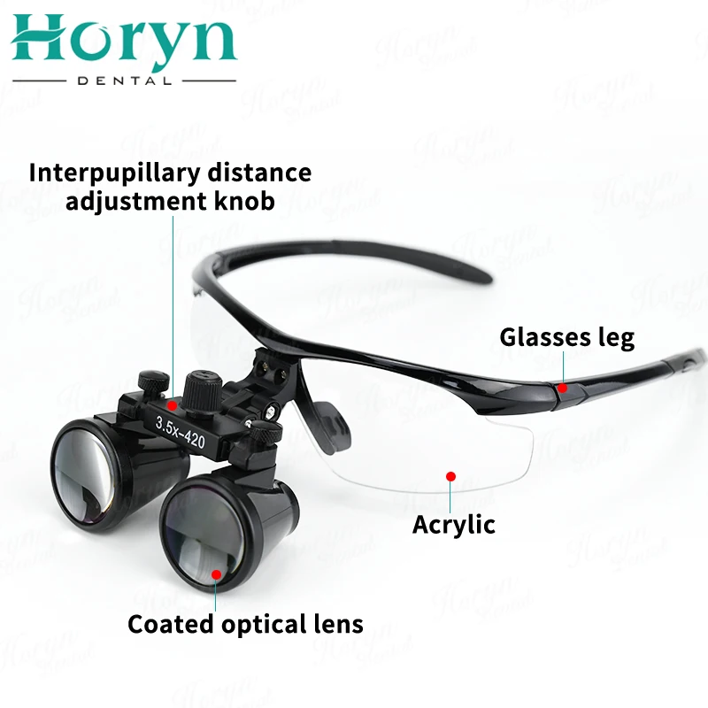 Dental 2.5X 3.5X Maginification Dental Binocular Loupes Surgical Dental Magnifying Lenses with 3W LED Spot Light Aluminum Box