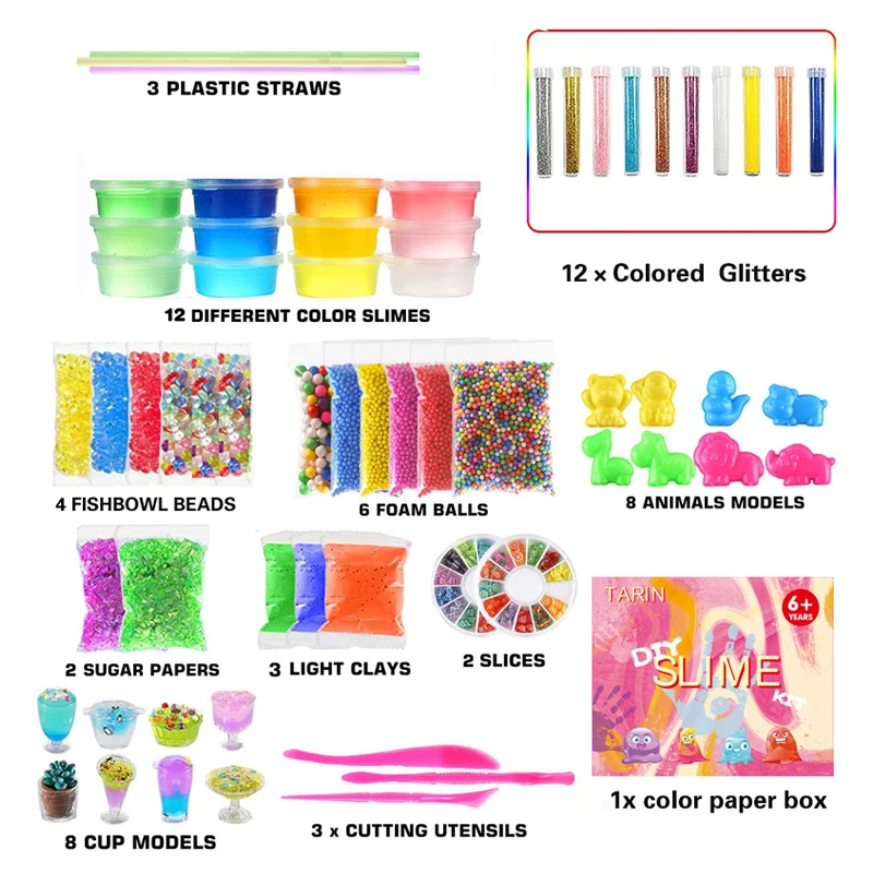 Hot Sell Educational diy slime Kit Slime Making Kit Charms Glitter Accessories Toy Clear slime set