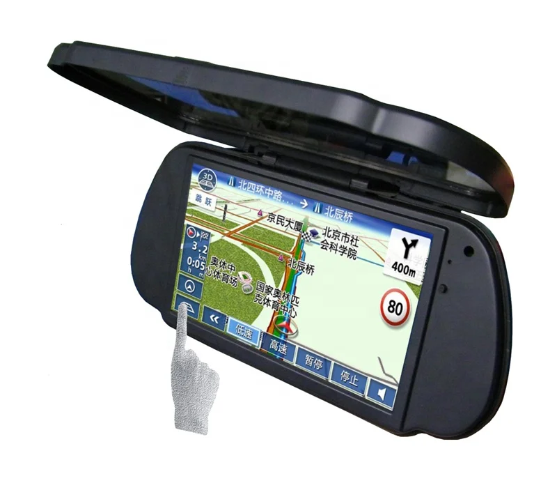  Зеркало навигации автомобиля GPS 7 дюймов громкой связи ответить на звонок