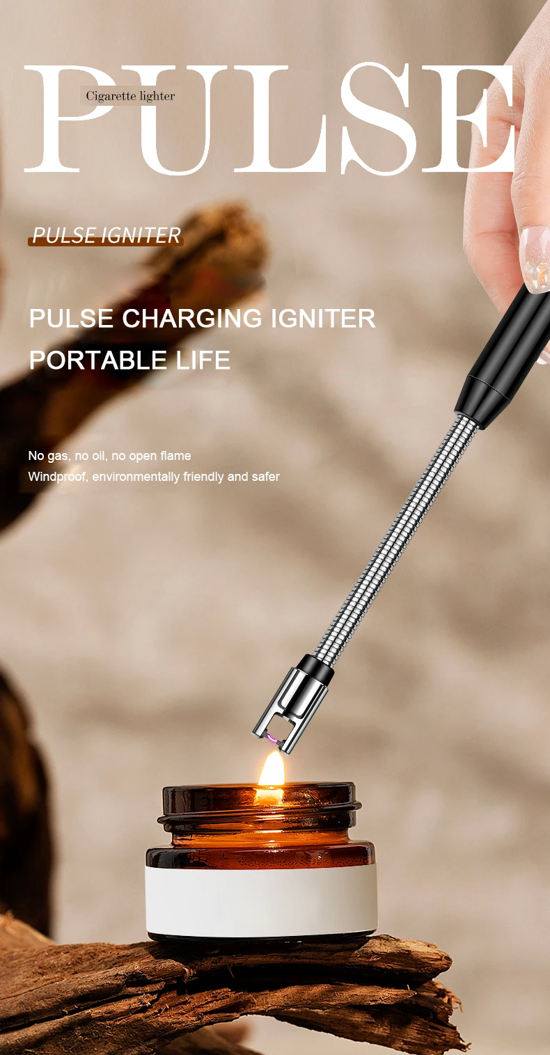 JL 897-2 Wholesale Electronic USB Rechargeable Plasma Arc BBQ Lighter Windproof 360 Degree Free Rotation for Cigarettes