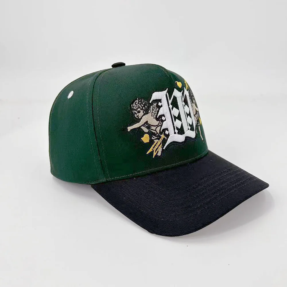 Personalized Embroidered 5 Panel Mid Profile Baseball Cap Custom Embroidery Cotton Trucker Caps