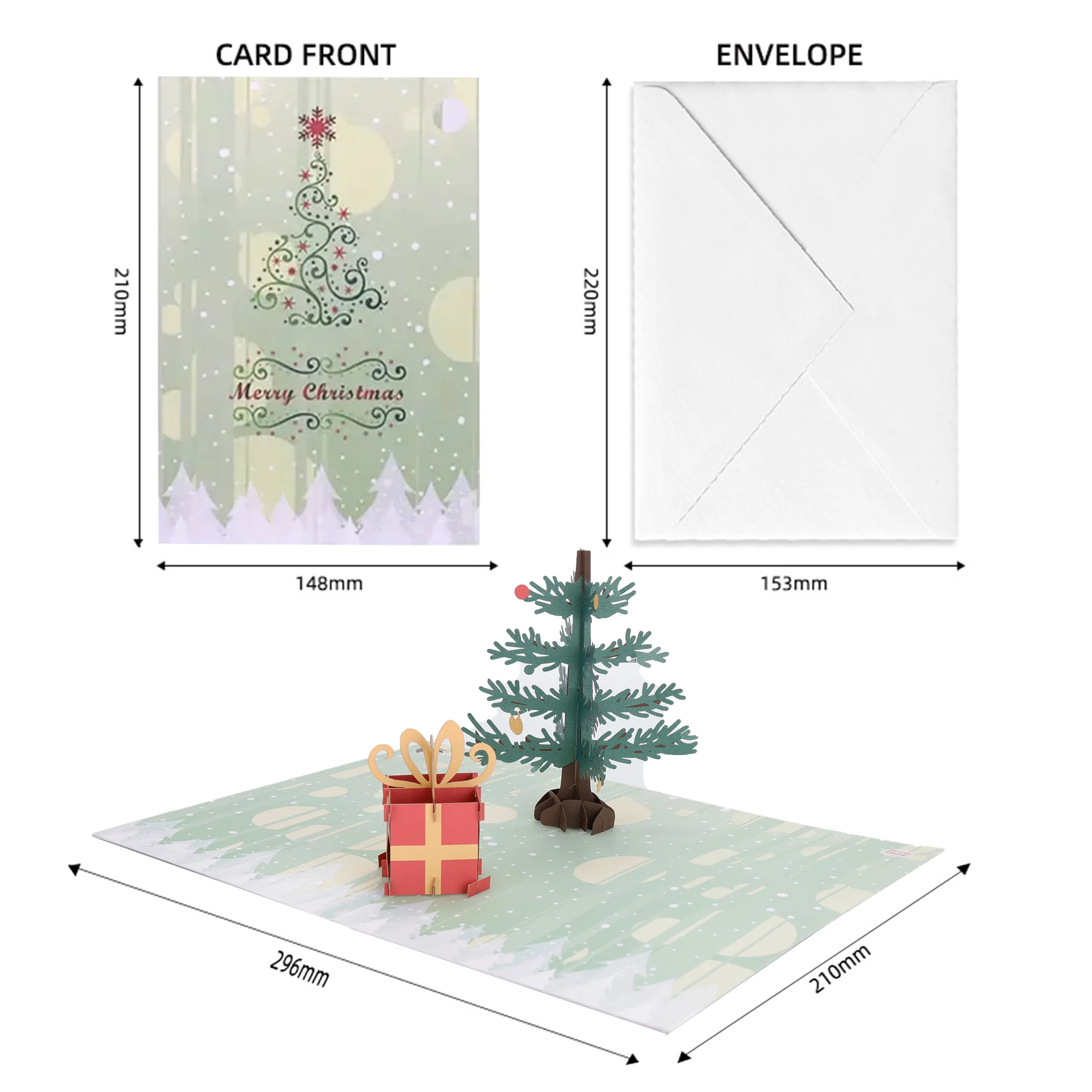 Merry Christmas Tree 3d pop up card greeting card Christmas invitation sent to friends pop up card merry christmas