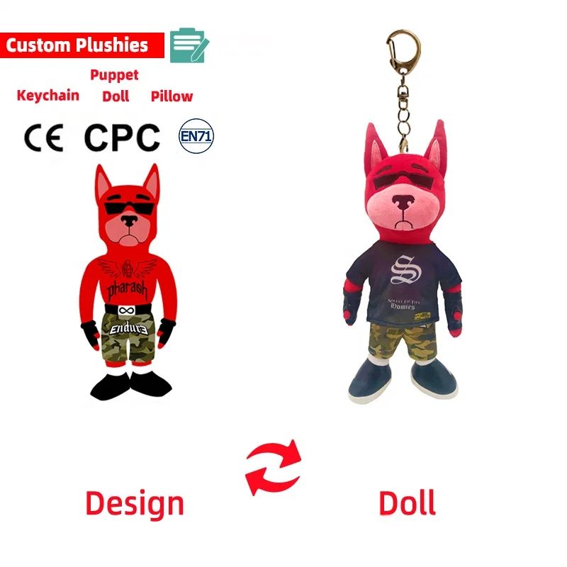 Custom Mini Stuffed Animal Plush Dolls And Toys For Gifts Doll Designer Ugly Logo Custom Plush Toy Keychain