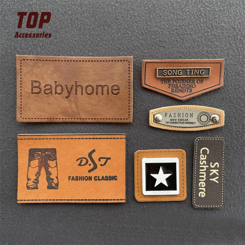 Popular Wholesale Pig Nose Buckle Metal Handmade Leather Patches Logo