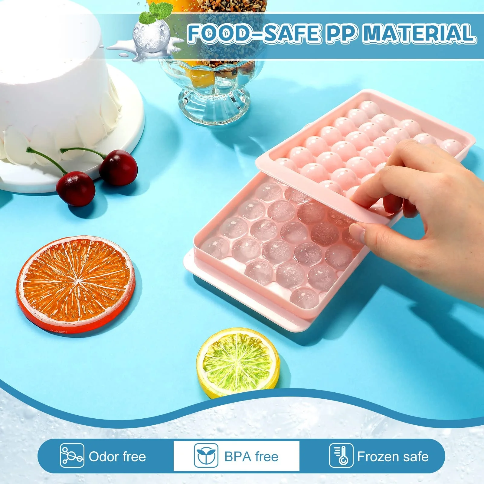 Custom 33 Cavity Mini Hockey Puck Mold with Lid Ice Ball Tray Wholesale Bpa Free