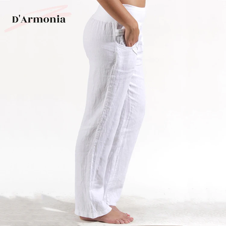 Fashion Casual Long White Pants Plain Comfortable Trousers For Women