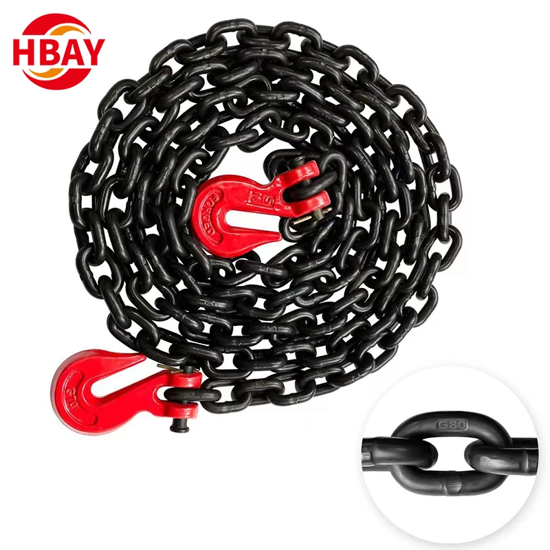 Factory Alloy Steel G80 G100 Lifting Chain Sling Forged Black Anchor Marine