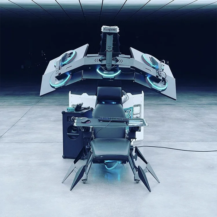 2021 New Reclining Triple Monitors Automatic Luxury Zero Gravity Predator Work Station Chair Scorpion