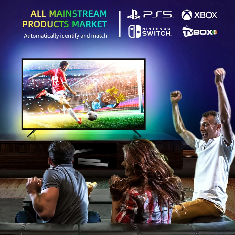 65inch 120inch Plug and Play No Calibration No Latency Auto Refill Dream Color 4K Tuya 4K Ambient Boxes with RGBIC LED Strip