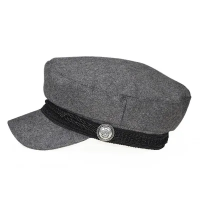 HT-0368 Новый дизайн популярные однотонные шерстяные береты шляпа декоративные сращивания оптом для