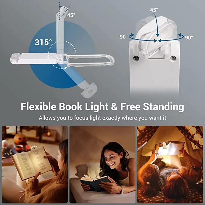 mini USB rechargeable brightness adjustable perfect bookmark bed reading light