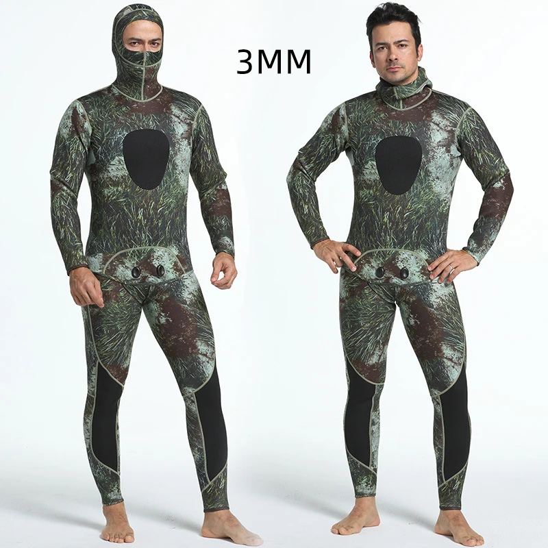 5MM Men Front Zipper Diving Suit with Hood Neoprene Underwater Kitesurf Surfing Spearfishing Pants Clothes Wet Suit
