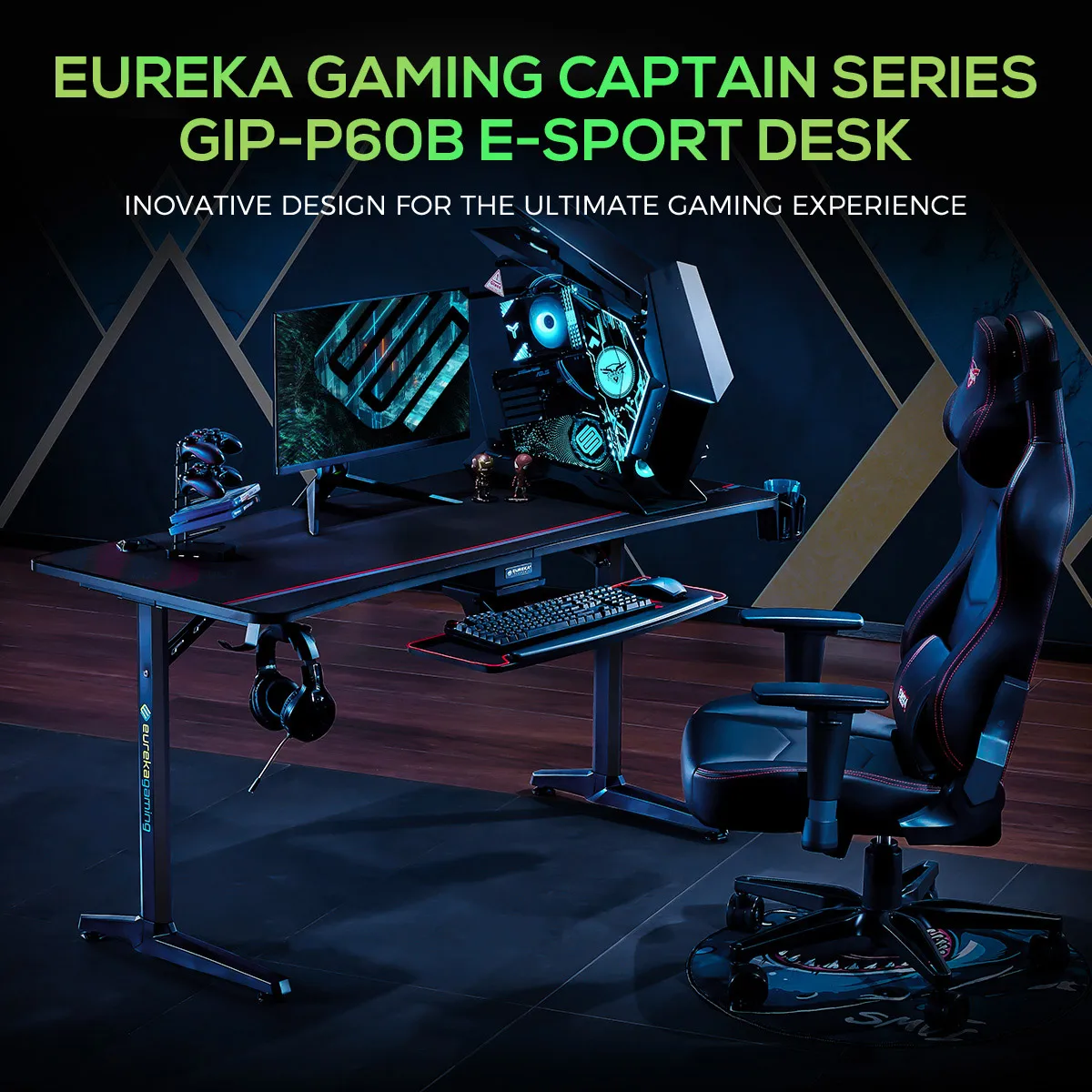 Large Desktop Black Office Furniture I-shaped Computer Modern Gaming Racing Table Game Desk