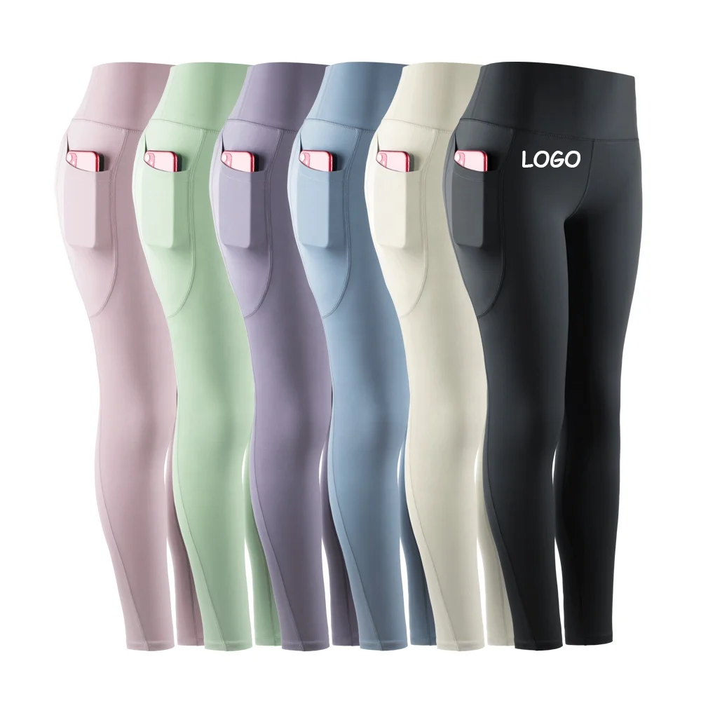 Oem Workout Clothing Custom Nylon Spandex Fitness Women Butt Lifting High Waist Gym Leggings Yoga Pants With Pockets For Women