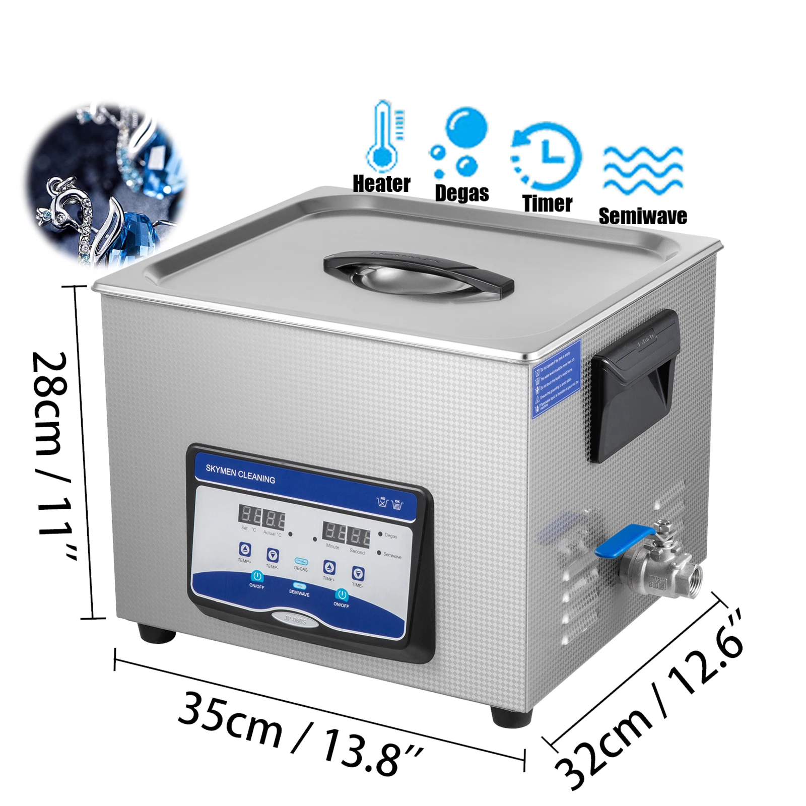 Стоматологический Ультразвуковой очиститель, ультразвуковая машина с австралийской/американской вилкой, цифровой ультразвуковой очиститель 15 л, подходит для очистки очков