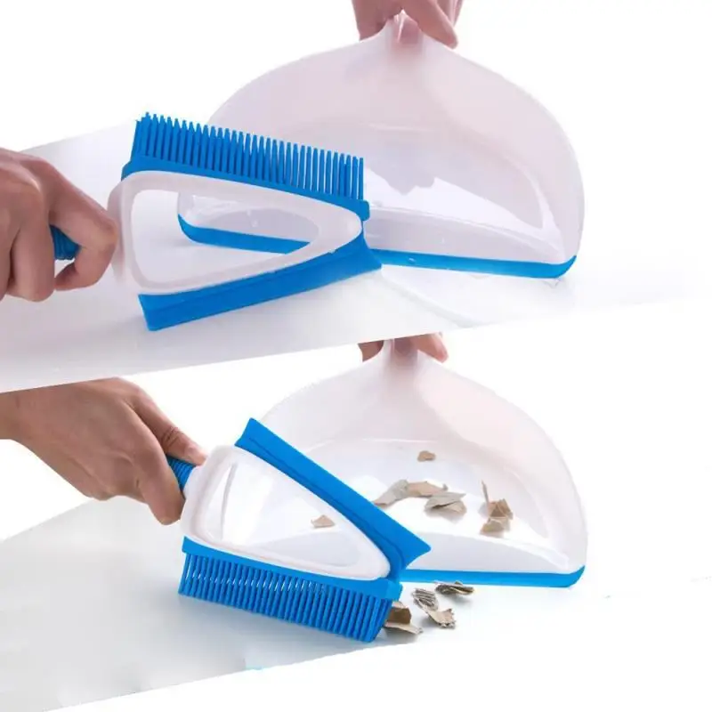 FF339 Corner Sofa Desktop Brush Set Pet Hair Remover Home Cleaning TPR Brush Silicone Window Scraper Mini Broom and Dustpan Set