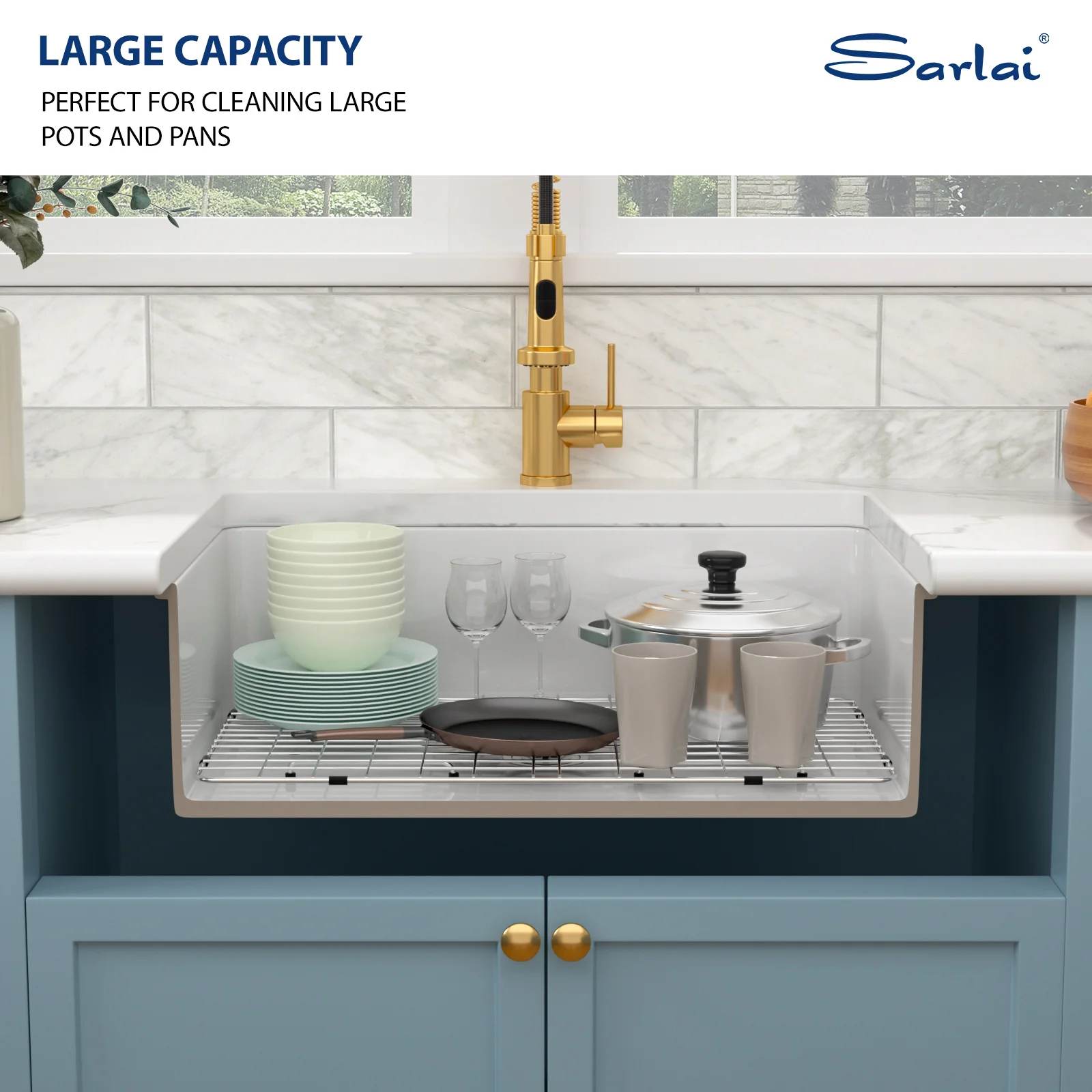 32 inch White Sink Fireclay Undermount Single Bowl Kitchen Sink Deep Drop In Farm Sink  with Modern Accessory Kit Wholesale