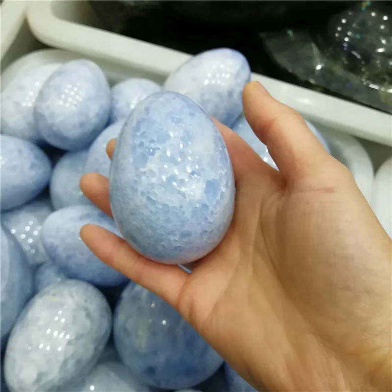 Wholesale Natural Rock Blue Celestite Crystal Massage Egg Celestitel Egg