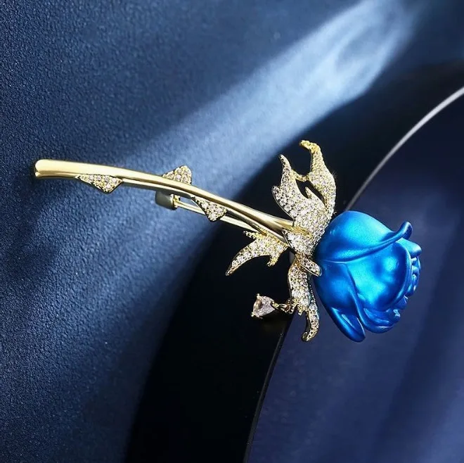 Hot Sale Hijab Muslim Scarf Brooches Pins for Women Cubic Zirconia Sparkly High Quality Zircon Rose Flower Jewelry Brooches