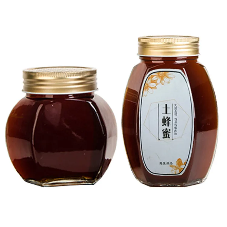 
Unique 380ml 500g 730ml 1000g clear cheap square customized food cans glass jam decorative glass honey jars 