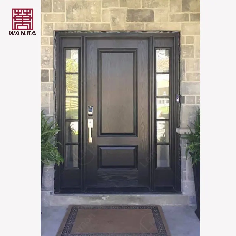 WANJIA Customized OEM ODM Latest Design Modern Wood Entry Door Paint Colors Solid Wood Front Door