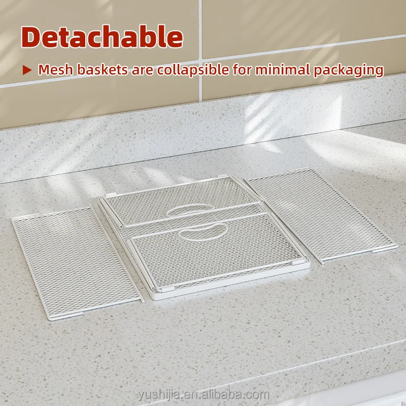 Yushijia kitchen organizer rack multifunctional cabinet wholesale wire square metal storage baskets