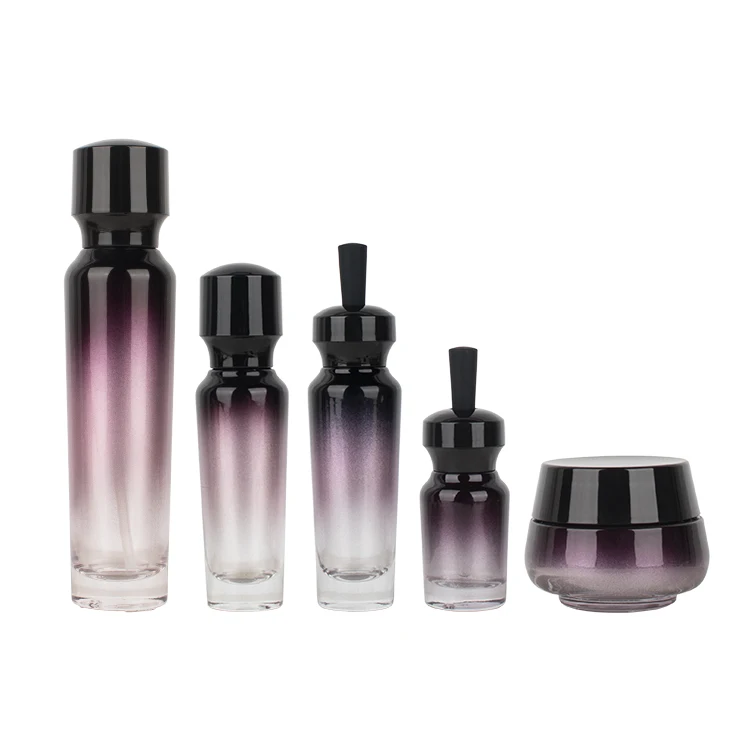 Special design gradient purple luxurious empty 20ml 30ml 50ml Essential oil emulsion serum glass Dropper bottle