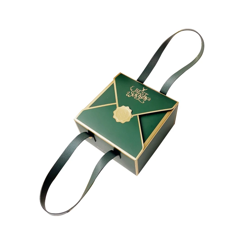 Gold Foil Floral Paper Boxes With Gift Bag Leather Portable Rope Birthday New Year Gift Packing Bag