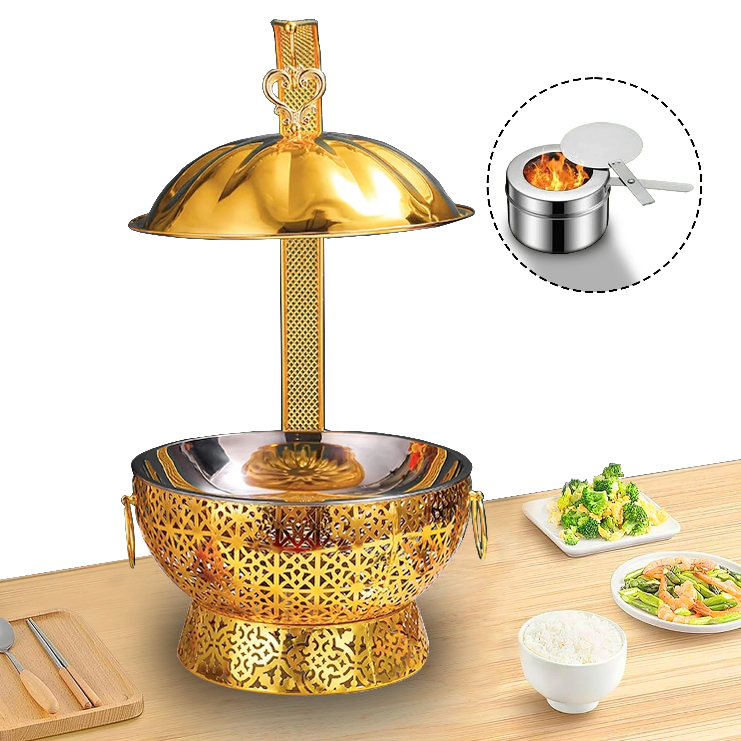 YITIAN Luxury Stainless Steel Chafing Dish Food Warmer 4L 6L 8L Gold Chafing Dish Buffet Set For Hotel Wedding