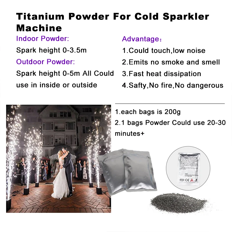 200g Factory Price Cold Spark Machine Safety Spark Powder MSDS Fireworks Effects Powder for Cold Spark Machine Stage Events Show