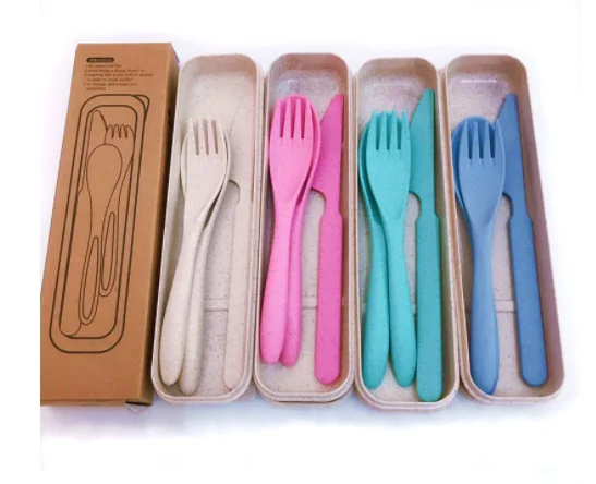 Color set tableware will carry tableware box can be customized logo promotional gift box knife, fork and spoon set