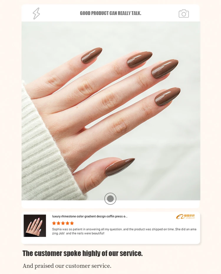 Nail Supplier Wholesale Price Solid Stiletto Salon Quality Rich Chocolate Color 30pcs  Full Cover Press on Nails Faux Ongles