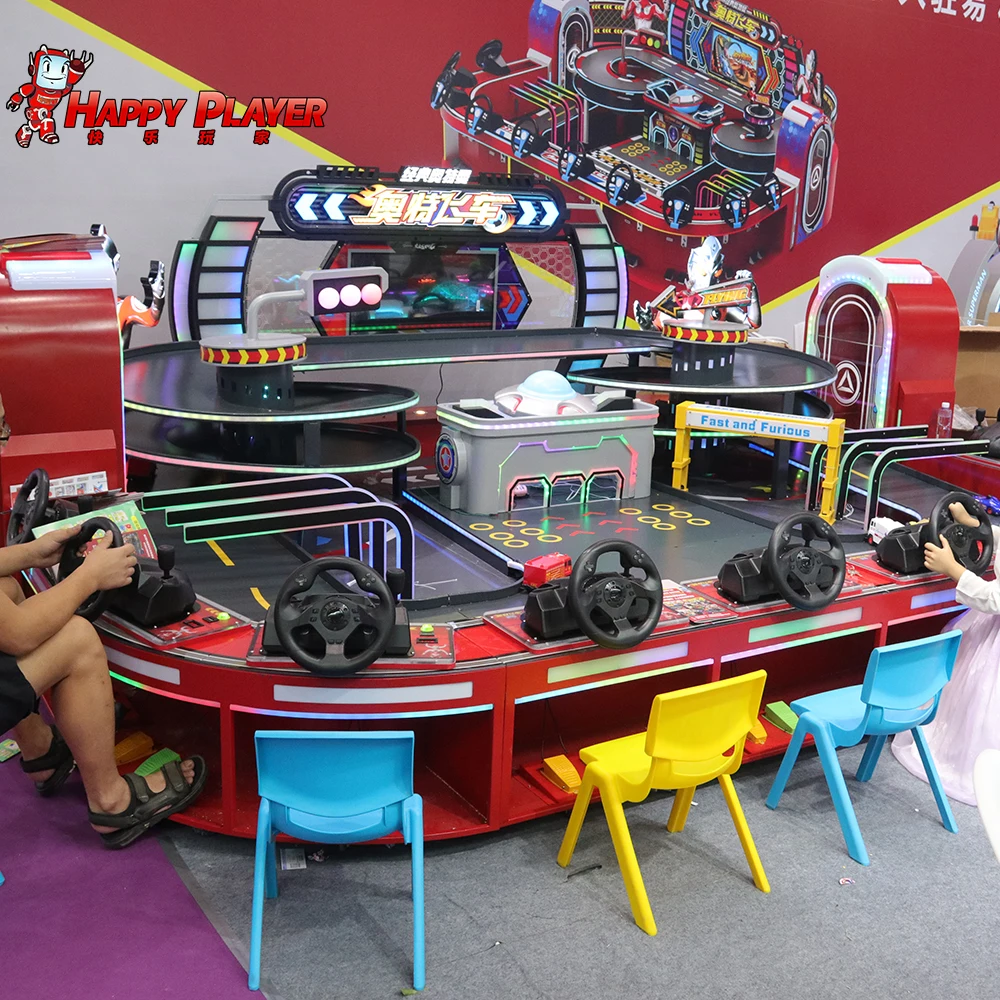 Competitive Indoor Toy Track for Children Coin Operated Games Edition Plastic Racing Car Slot Toys Diy Rail Way Car
