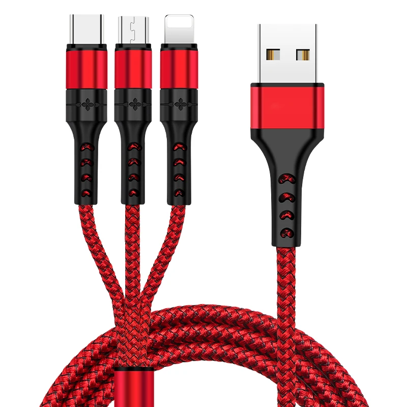 FARSINCE USB 2.0 to 8 pin/Micro USB/USB-C 3 in 1 Charging Cable