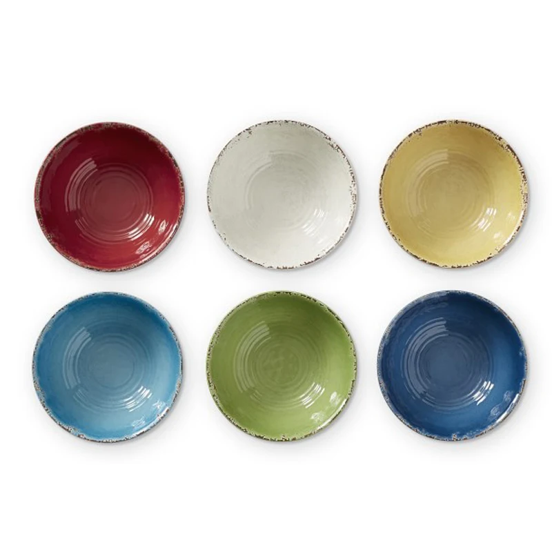 
16 Piece Crack Design Plate & Bowl Dinnerware Set Accent Plates and All Purpose Bowls Mugs Melamine Dinnerware Set 