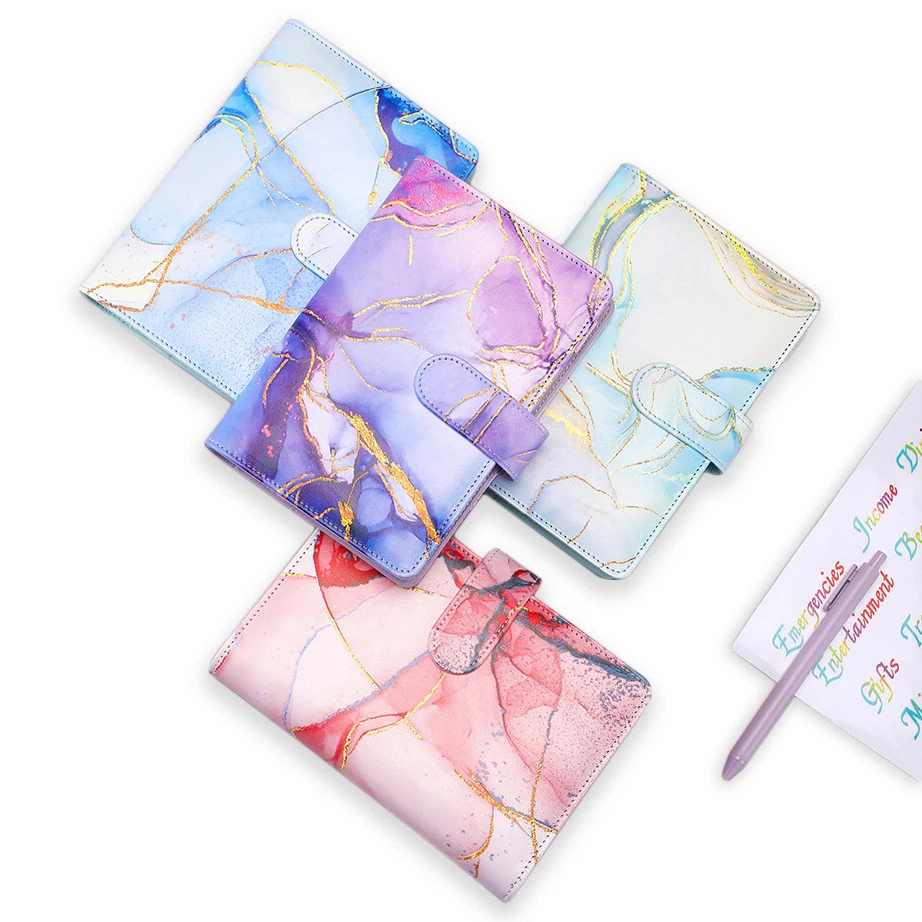 Wholesale A6 Ring binder organizer planners PU Leather budget binder with cash envelopes budget system binder Notebook