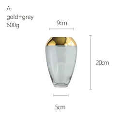 Modern minimalist vases for home decor classic transparent glass flower vase with gold edge light luxury decoration glass vase
