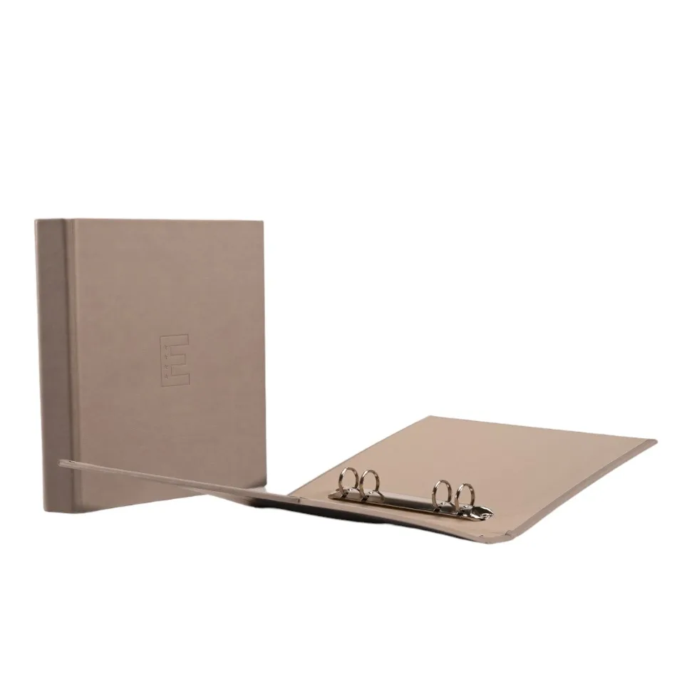 Customized logo PU leather cover binder 4 ring metal clips file a6 luxury binders