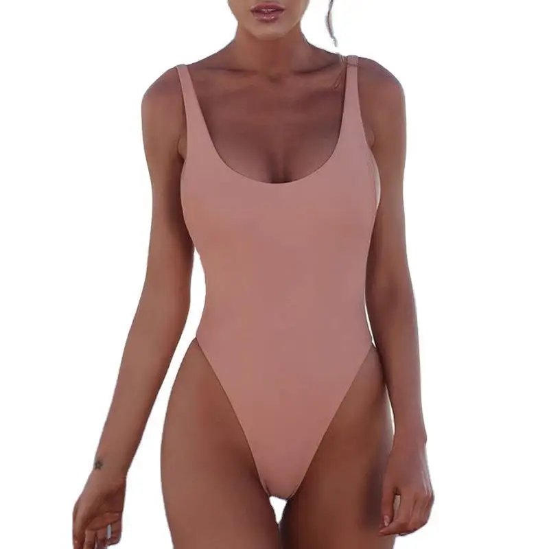 K5071 4 Colors Brides and Bridesmaids Wedding Solid Color Strapping One-piece Swimsuit Open Back Sexy Tights swimwear