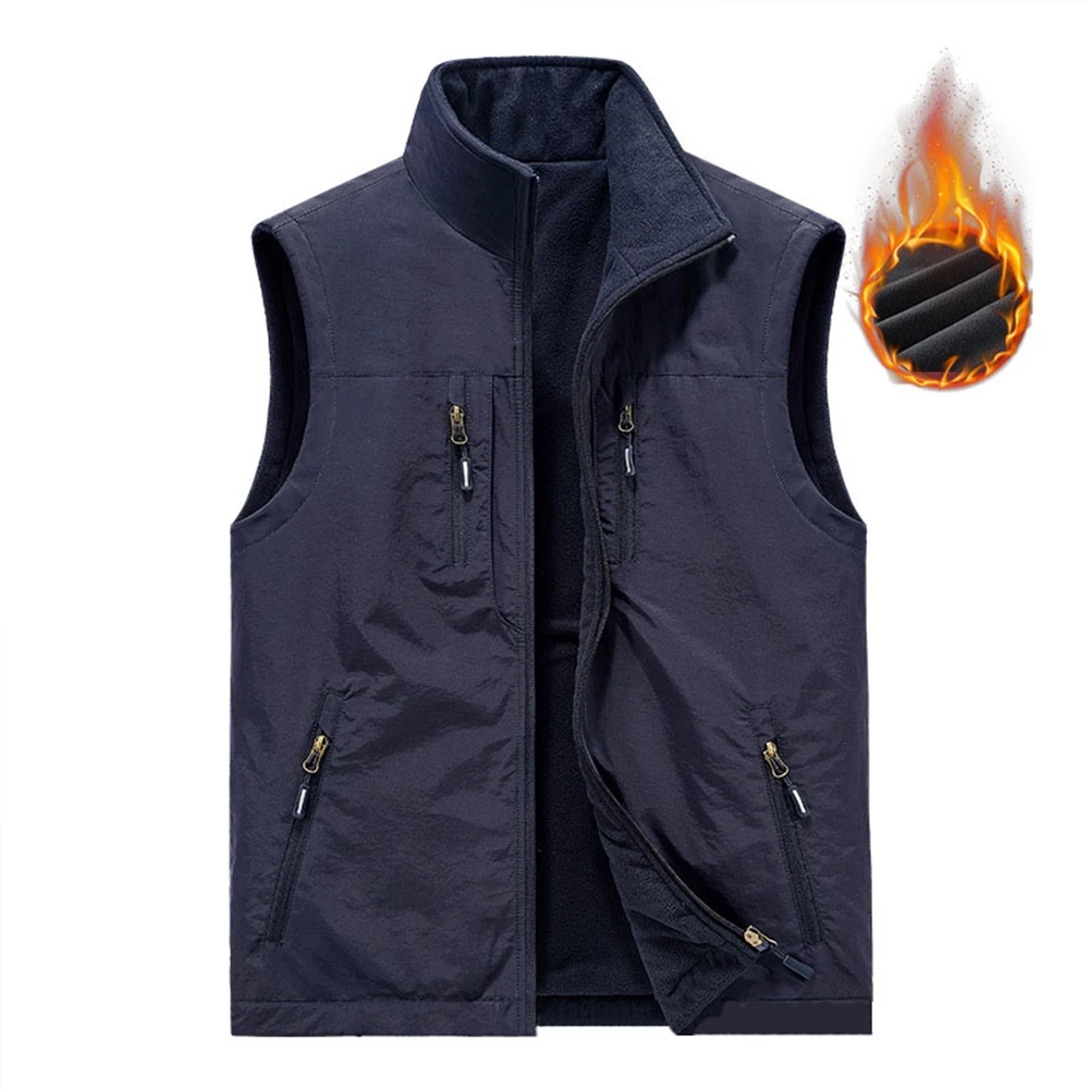 Streetwear Custom Windbreaker Fully Reversible Shearling Sherpa Fleece Vest For Men