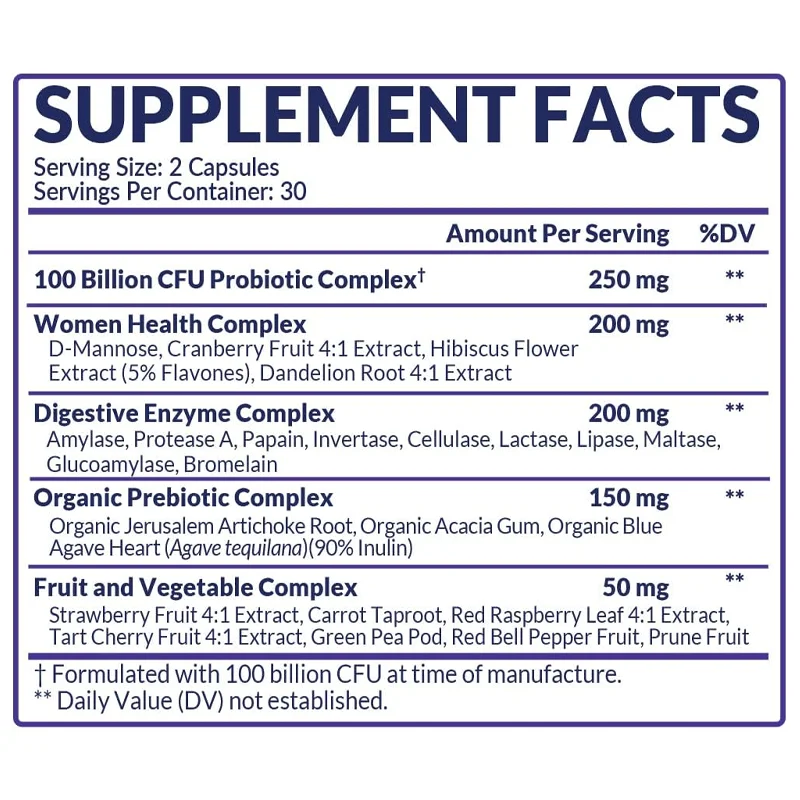 LIFEWORTH Private Label Women Probiotic 50 Billion CFU with Organic Cranberry, Digestive Immune Vaginal & Urinary Health