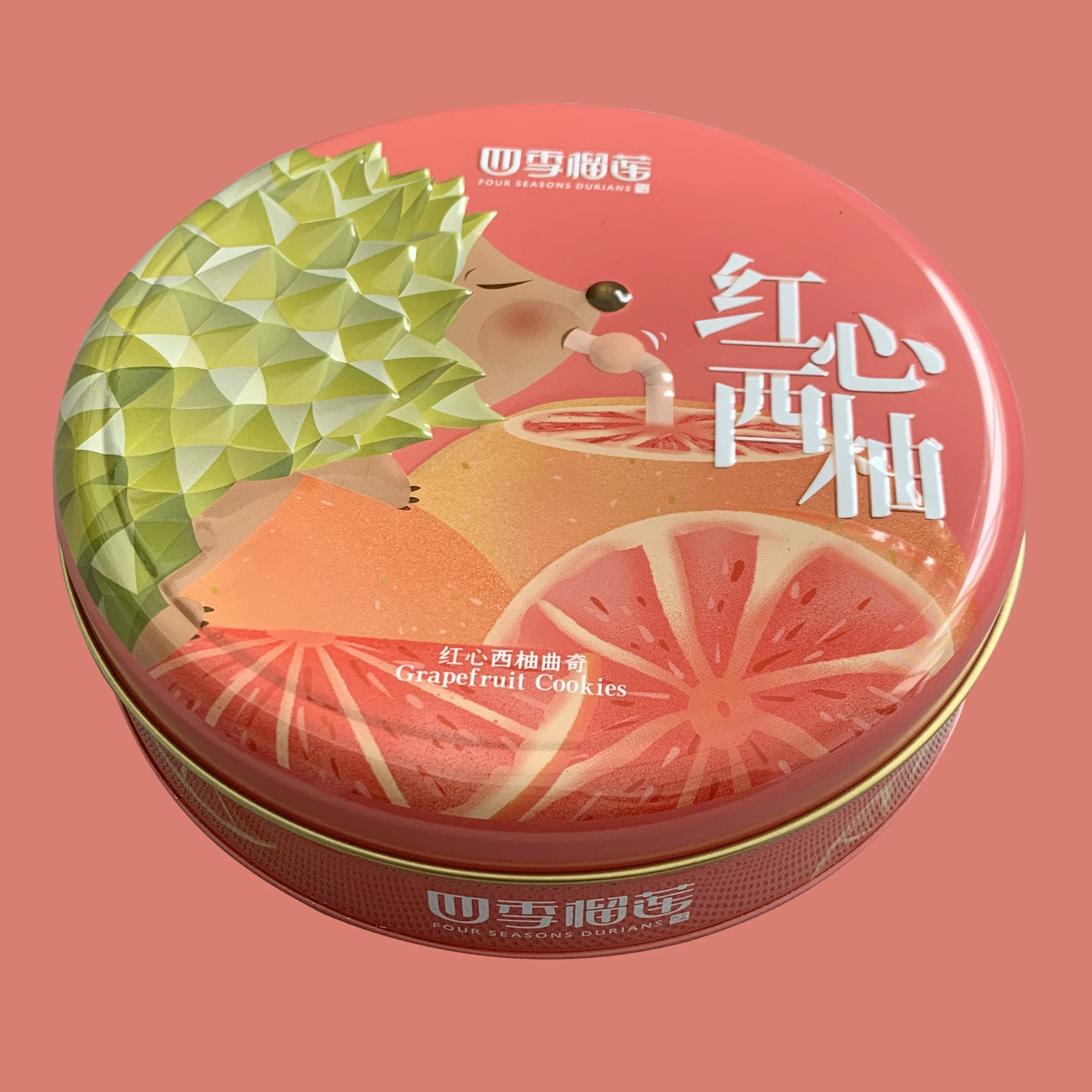 Custom design empty round multicolor cookie tin containers food grade sealed embossed metal cookies packaging boxes