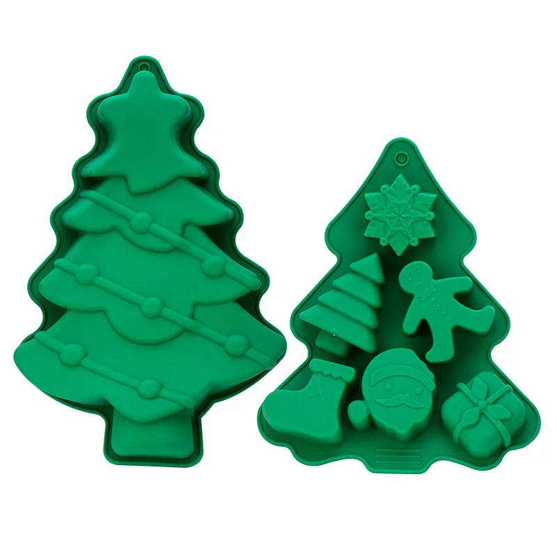Christmas Mold Silicone Mold Christmas Tree Gingerbread Man Snowflake Christmas Biscuit Candy Mold For Cake Baking