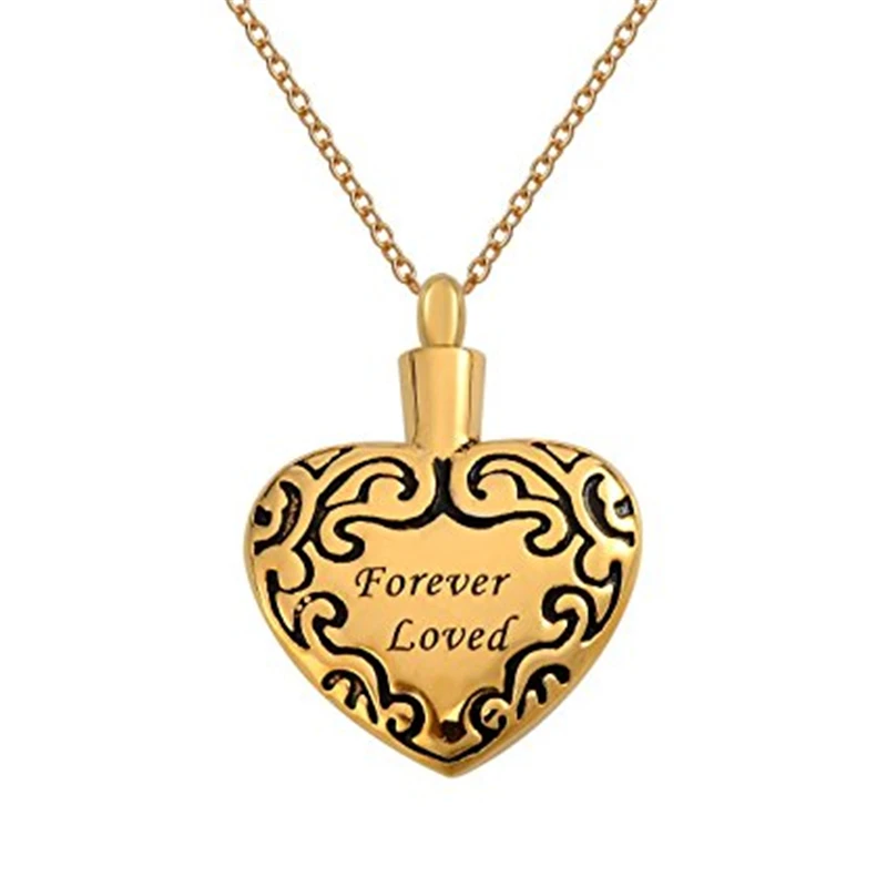 Golden Forever Loved Heart Stainless Steel Keepsake Ash Necklaces