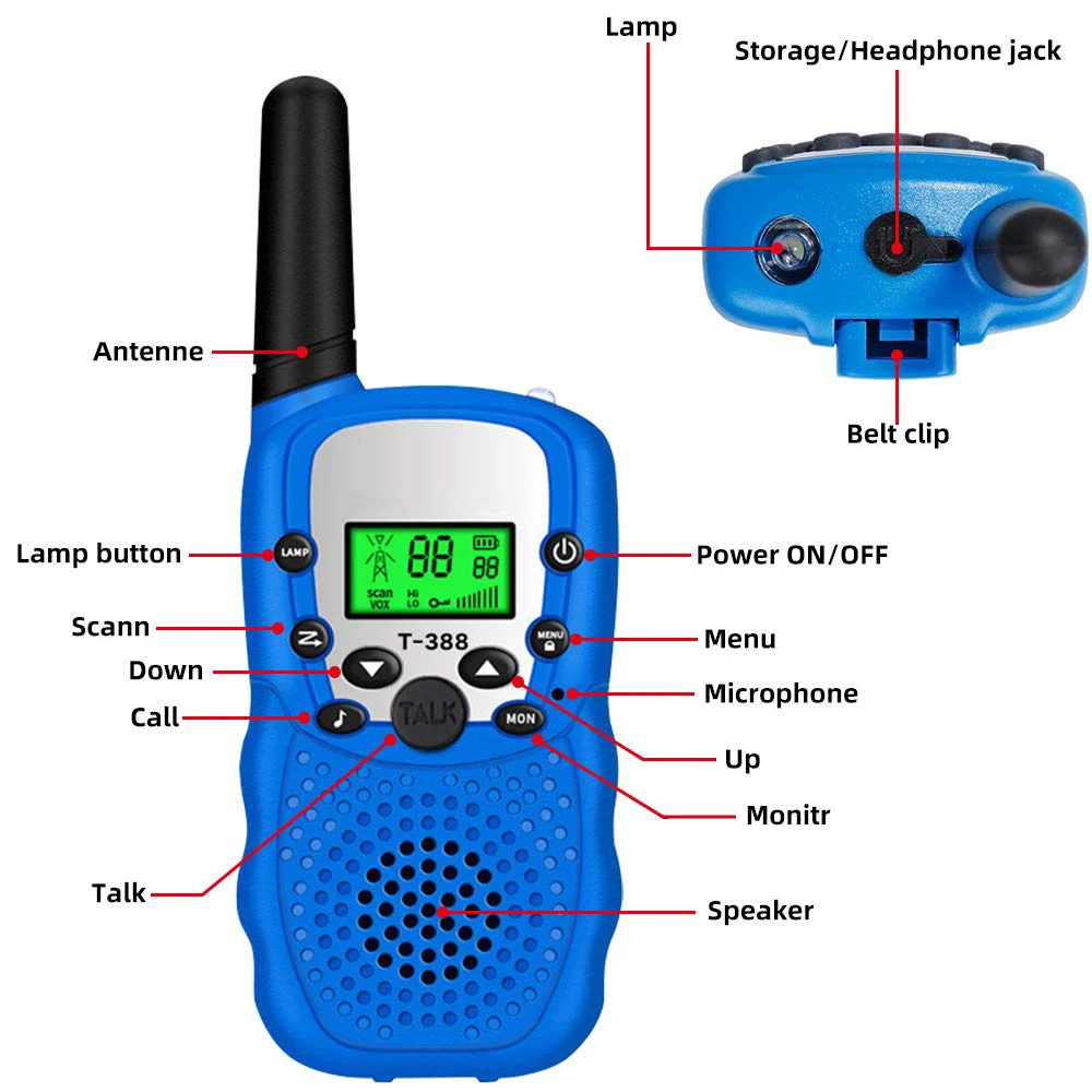 Child Toy Gifts Small Handheld Phone Radio 22 Channels Indoor Outdoor Activity 3 KMs Mini Phone Long Range Kids Walkie Talkie