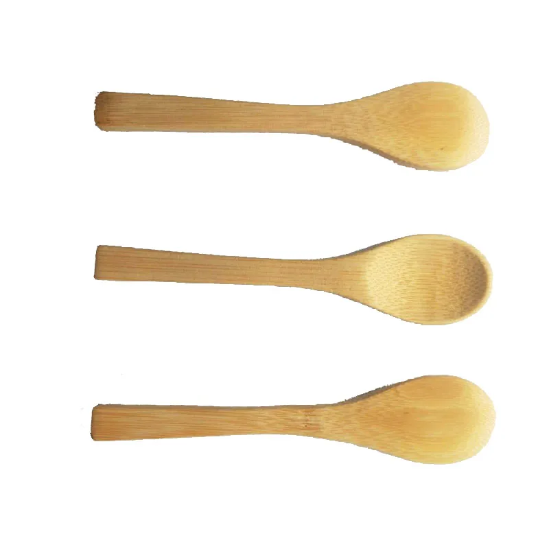 
Eco-Friendly Reusable Small Solid Bamboo Wood Spice Salt Sugar Mini Bamboo Ice Cream Spoon 