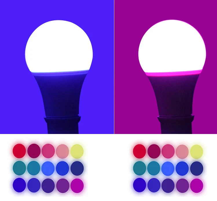 E27 Intelligence Control Energy Saving 9w A19 Mutil-color Changing Rgb Rhythm Light Led Music Bulb with