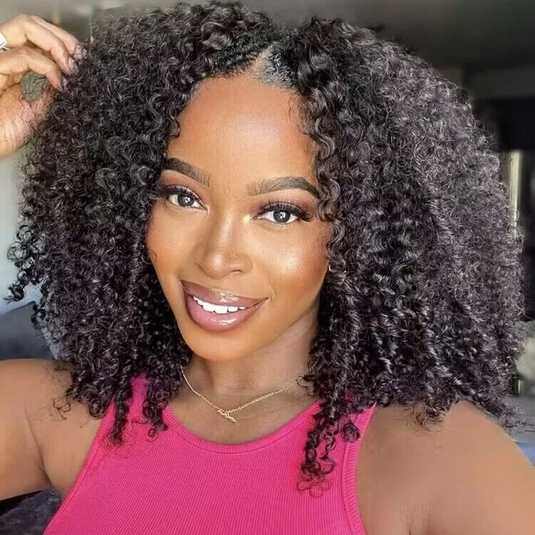 Afro Tight Kinky Curly Wear and Go Glueless Human Hair Wigs Pre-plucked HD Wigs Transparent Swiss Lace Wigs Natural Hairline