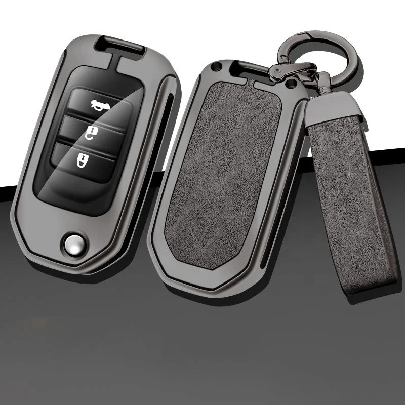 Металлический кожаный чехол-книжка для ключей Honda Accord Civic City Crv Jazz Xr-v Vezel Hr-v Frv держатель аксессуары