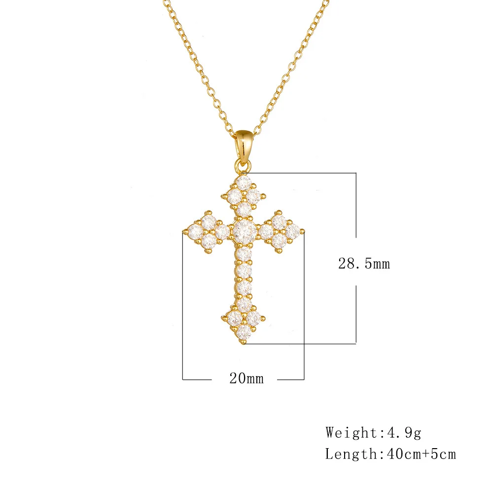 Personalized Hip-Hop Unisex Cross Necklace 925 Sterling Silver Gold-Plated Full Diamond 5A Cubic Zirconia Sweater Clavicle Chain